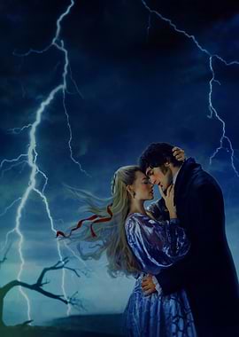 Couple Embracing Amidst Lightning Storm