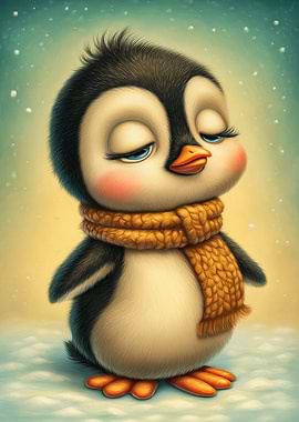 Cute Penguin Wearing a Scarf