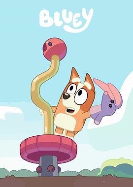 Bluey character with toy