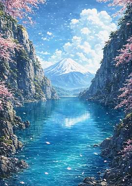 Mount Fuji and Cherry Blossoms