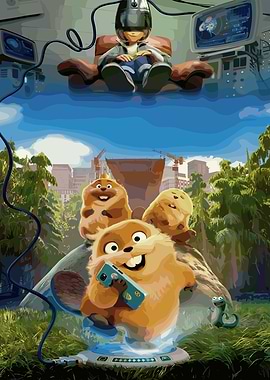 Beavers and a boy in VR