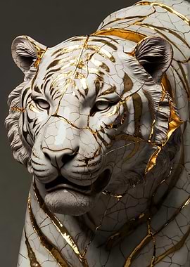 Kintsugi Tiger Sculpture