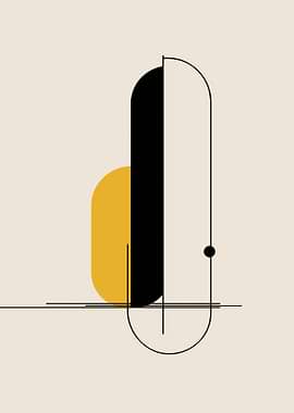 Abstract Geometric Shapes with Yellow and Black