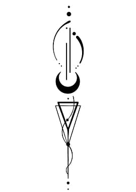 Geometric Moon and Triangle Tattoo Design