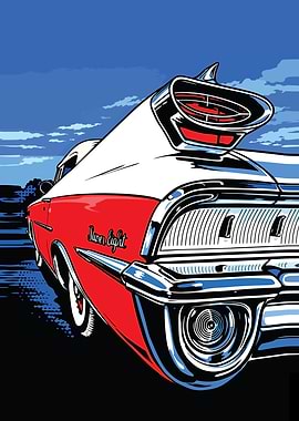 Retro Red and White 'Super Eight' Car