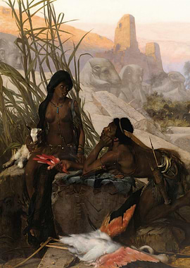 Ancient Egyptian Scene with Figures and Animals