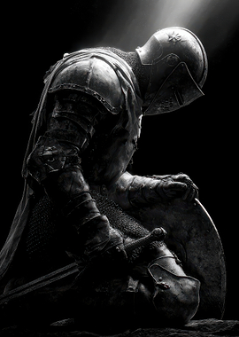Knight Kneeling in Dramatic Light
