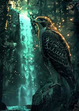 Majestic Hawk in Enchanted Forest