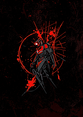 Droid with Red Splatter Art