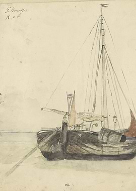 Watercolor sketch of a Dutch sailing ship