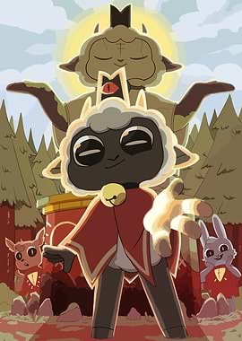 Cult of the Lamb characters in a forest