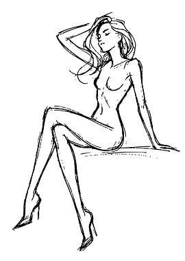 Fashion sketch of a woman sitting
