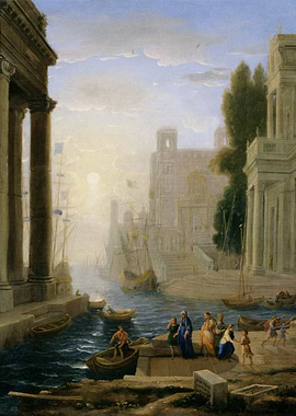 Classical Harbor Scene with Figures