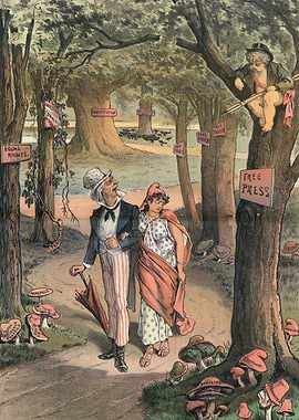 Uncle Sam and Columbia in a Forest