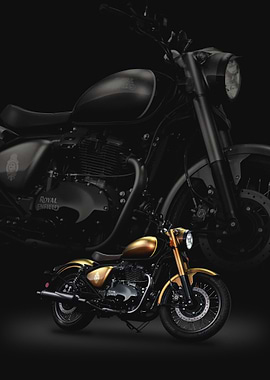 Royal Enfield Motorcycle in Gold and Black