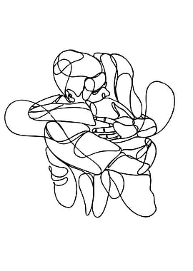 Abstract Line Art of Embracing Figures