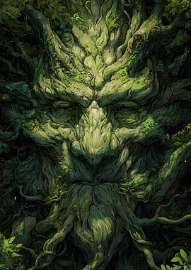 Green Man Tree Face