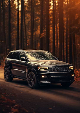 Jeep Grand Cherokee in forest