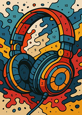Retro Headphones Color by Number