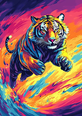 Vibrant Tiger in Motion