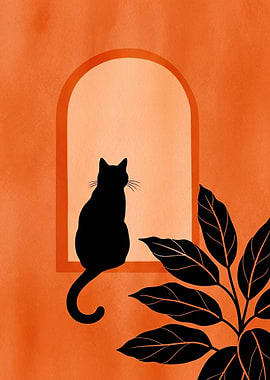 Black Cat Silhouette in Archway