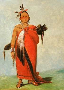 Native American Woman with Bow and Arrow