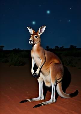 Kangaroo under the night sky