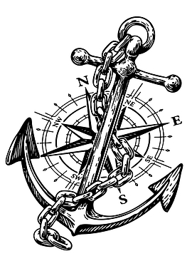 Anchor and Compass Rose