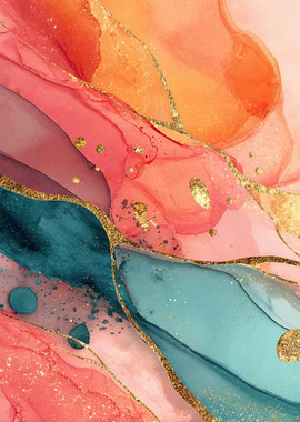 Abstract Alcohol Ink Art with Gold Accents