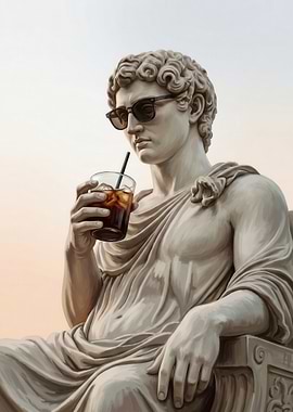 Statue with Sunglasses and Drink