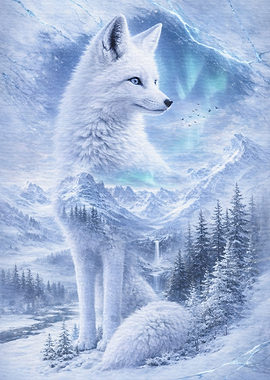 Arctic Fox in Snowy Landscape