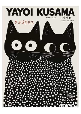 Yayoi Kusama Black Cats Poster