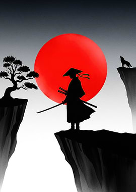 Samurai and Wolf at Sunrise