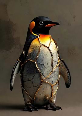 Kintsugi Penguin Sculpture