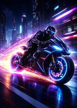 Cyberpunk Motorcycle Racer
