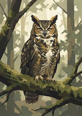 Great Horned Owl in Forest