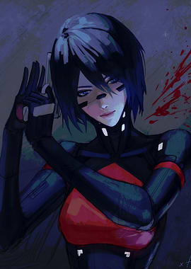 Cyberpunk Woman with Gun