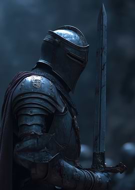 Knight in Dark Armor with Sword