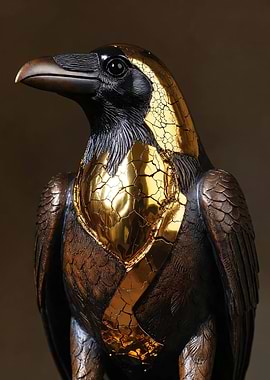 Kintsugi Raven Sculpture