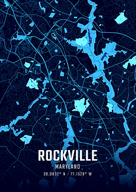 Rockville Maryland Midnight City Map