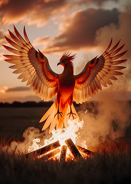 Phoenix Rising from Fire