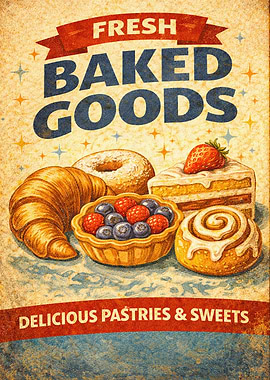 Fresh Baked Goods Vintage Poster