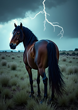 Horse in a thunderstorm