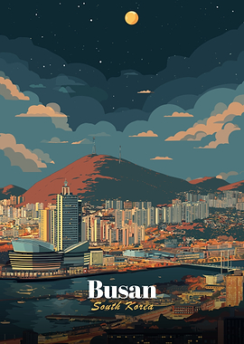 Busan South Korea Cityscape at Night