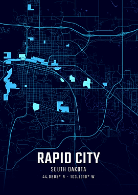 Rapid City South Dakota Midnight City Map