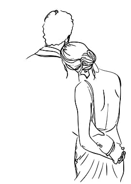 Couple embracing, minimalist line art