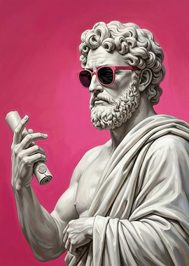 Statue with Sunglasses and Scroll