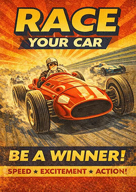 Vintage Race Car Poster
