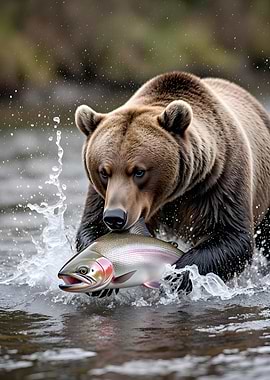 Bear catching a salmon