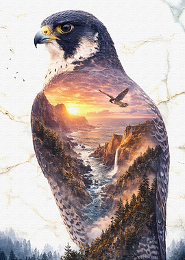 Double Exposure Falcon Landscape